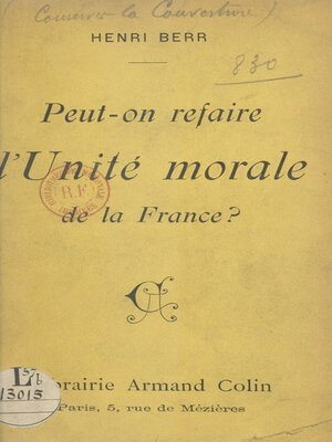 cover image of Peut-on refaire l'unité morale de la France ?